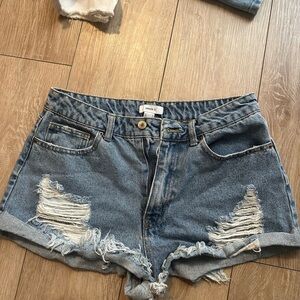 Forever 21 Blue Distressed Jean Shorts